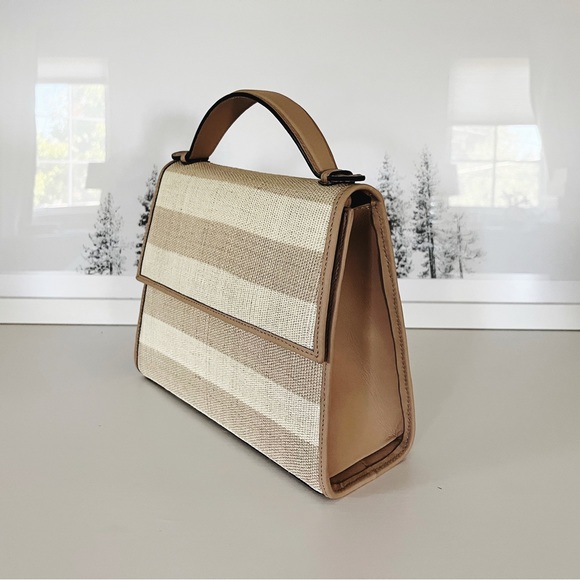 Hunting Season Medium Striped Raffia Top Handle Bag - Picture 2 of 6